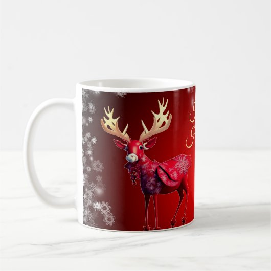 Weihnachts-Party Rote Rentiere Winterurlaub Kaffeetasse (Links)