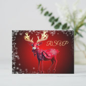 Weihnachts-Party Rote Rentiere Winterurlaub RSVP Karte (Stehend Vorderseite)