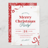 Weihnachts-Party Rote Typografie Simbols Einladung (Vorne/Hinten)