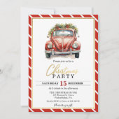 Weihnachts-Party Rote Vintage Karte Einladung (Vorderseite)