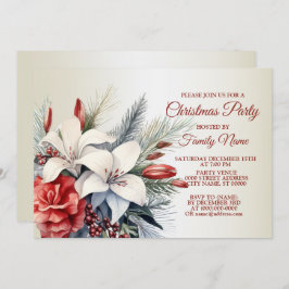Weihnachts-Party Rote weiße Blume Einladung