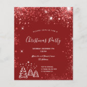 Weihnachts-Party Roter Glitzer Einladung (Vorderseite)