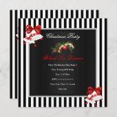 Weihnachts-Party Roter Schwarz-weißer Streifen Einladung (Vorne/Hinten)