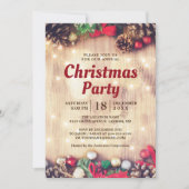 Weihnachts-Party Rustikale Strandleuchten Kiefernf Einladung (Vorderseite)