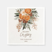Weihnachts-Party rustikale Zitrusfrüchte botanisch Serviette (Vorderseite)