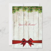 Weihnachts-Party | Rustikaler Baum, Lichter und ro Einladung (Rückseite)