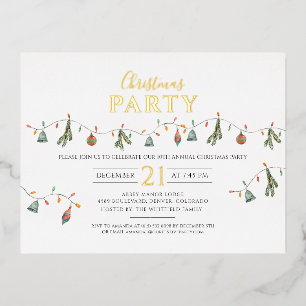 Weihnachts-Party Rustikales Gold Folien Feiertagspostkarte