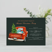 Weihnachts-Party Rustikales Kariertes Gold Folieneinladung (Stehend vorne)