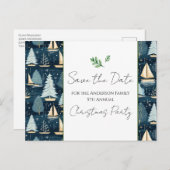 Weihnachts-Party Sailboat Save the Date Postkarte (Vorne/Hinten)