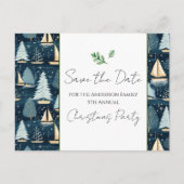 Weihnachts-Party Sailboat Save the Date Postkarte (Vorderseite)