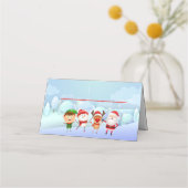Weihnachts-Party Santa Claus, Rudolph Snowman Elf Platzkarte (Vorderseite)