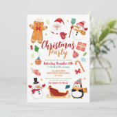 Weihnachts-Party Santa Gingerbread Snowman Spaß Einladung (Stehend Vorderseite)