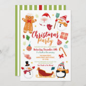 Weihnachts-Party Santa Gingerbread Snowman Spaß Einladung (Vorne/Hinten)