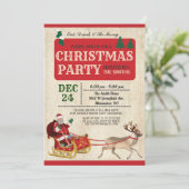Weihnachts-Party Santa Sleigh Einladung (Stehend Vorderseite)