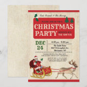 Weihnachts-Party Santa Sleigh Einladung (Vorne/Hinten)