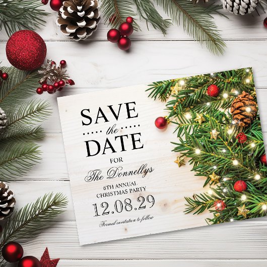 Weihnachts-Party Save the Date Ankündigungspostkarte