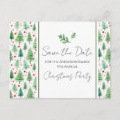 Weihnachts-Party Save the Date Baum Postkarte (Vorderseite)