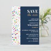 Weihnachts-Party Save the Date Confetti Einladung (Stehend Vorderseite)