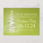 Weihnachts-Party Save the Date funkelnd Baum grün Ankündigungspostkarte (Vorderseite)