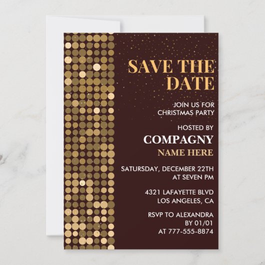 Weihnachts-Party Save the Date Gold Einladung (Vorderseite)