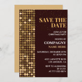 Weihnachts-Party Save the Date Gold Einladung (Vorne/Hinten)