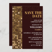 Weihnachts-Party Save the Date Gold Einladung (Vorne/Hinten)