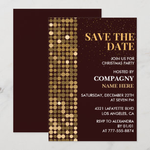 Weihnachts-Party Save the Date Gold Einladung