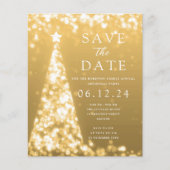 Weihnachts-Party Save the Date Gold Tree Einladung (Vorderseite)