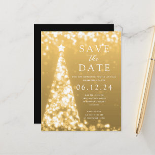 Weihnachts-Party Save the Date Gold Tree Einladung