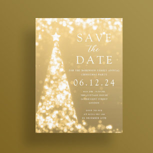 Weihnachts-Party Save the Date Gold Tree Glam Ankündigungspostkarte