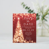 Weihnachts-Party Save the Date Gold Tree Red Einla (Stehend Vorderseite)