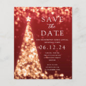 Weihnachts-Party Save the Date Gold Tree Red Einla (Vorderseite)