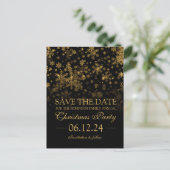Weihnachts-Party Save the Date Goldsparkle Ankündigungspostkarte (Stehend Vorderseite)