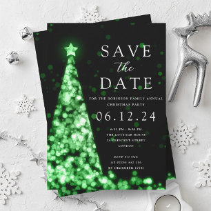 Weihnachts-Party Save the Date Grüne Bäume Glam Einladung