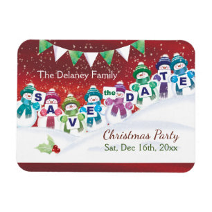 Weihnachts-Party, Save the Date, Jolly Snowmen Magnet