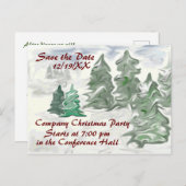 Weihnachts-Party Save the Date künstlerisch Postkarte (Vorne/Hinten)