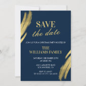 Weihnachts-Party Save the Date Navy Gold Einladung (Vorderseite)
