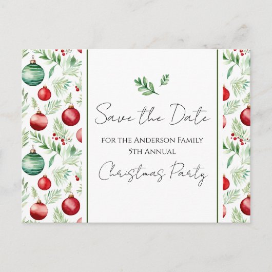 Weihnachts-Party Save the Date Postkarte (Vorderseite)