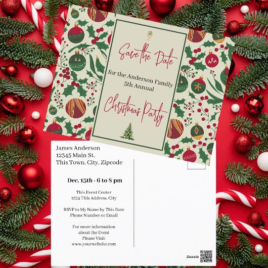 Weihnachts-Party Save the Date Postkarte