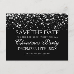 Weihnachts-Party Save the Date Silver Midnight Gla Ankündigungspostkarte