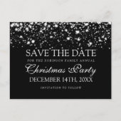 Weihnachts-Party Save the Date Silver Midnight Gla Ankündigungspostkarte (Vorderseite)