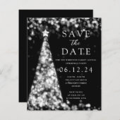 Weihnachts-Party Save the Date Silver Tree Einladu (Vorne/Hinten)