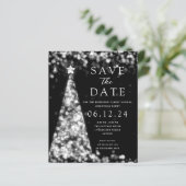 Weihnachts-Party Save the Date Silver Tree Einladu (Stehend Vorderseite)