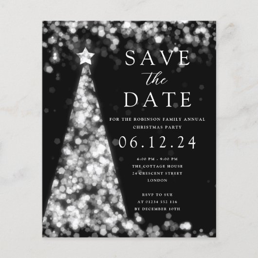 Weihnachts-Party Save the Date Silver Tree Einladu (Vorderseite)