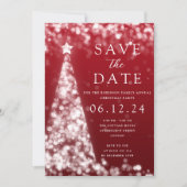 Weihnachts-Party Save the Date Silver Tree Glam Re Einladung (Vorderseite)