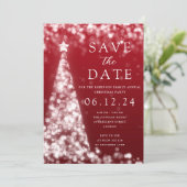 Weihnachts-Party Save the Date Silver Tree Glam Re Einladung (Stehend Vorderseite)