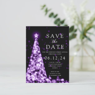Weihnachts-Party Save the Date Tree Glam Lila Ankündigungspostkarte