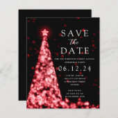 Weihnachts-Party Save the Date Tree Red Invite (Vorne/Hinten)