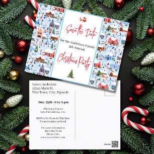 Weihnachts-Party Save the Date Urlaub Postkarte