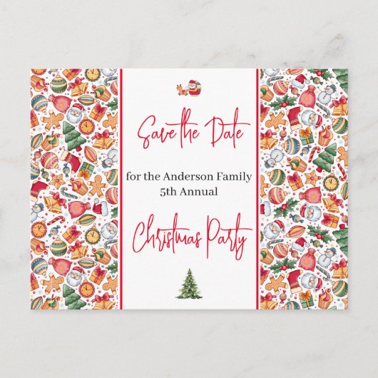 Weihnachts-Party Save the Date Weihnachten Postkarte (Vorderseite)